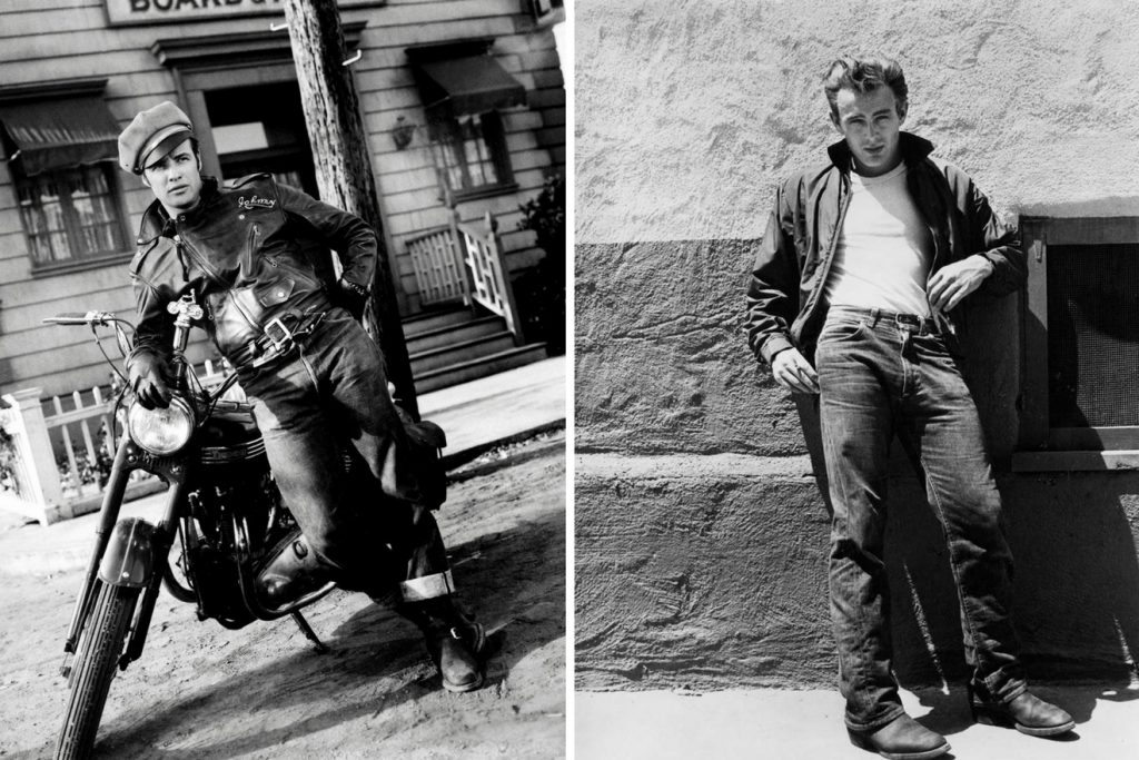 Image montrant Marlon Brando et James Dean portant le jean.